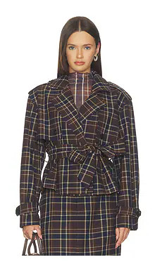 Favorite Daughter The Cropped Charles Trench in Toffee Plaid from Revolve.com | Revolve Clothing (Global)