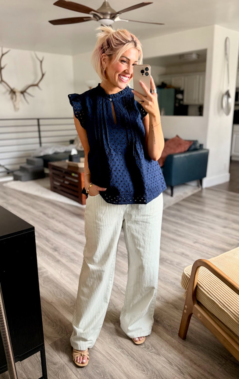 Loving the details on these pieces from Walmart! So cute! Top: Small // Pants: Medium // Shoes: TTS 

 #LTKootd #LTKOver40