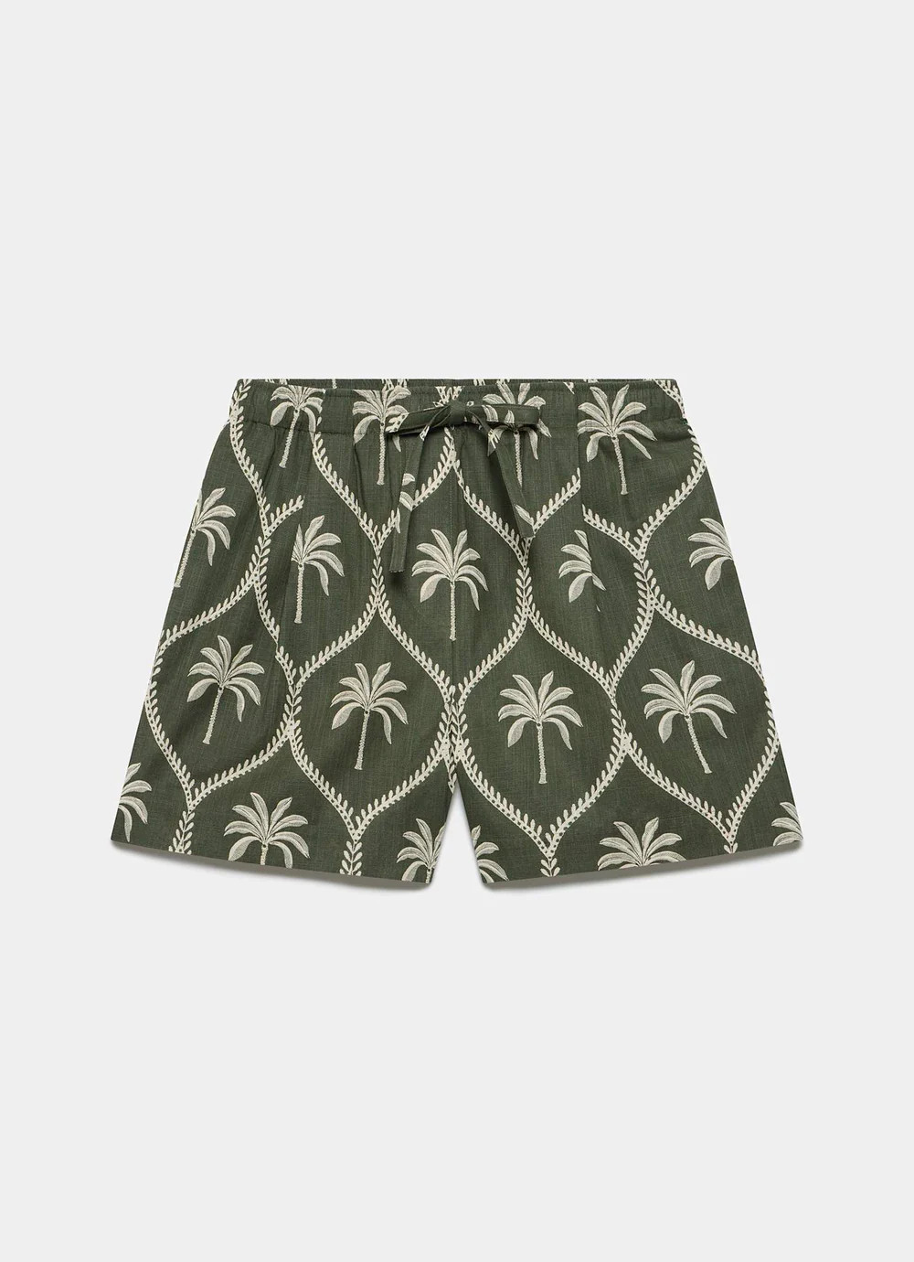 Khaki Palm Print Shorts | Mint Velvet