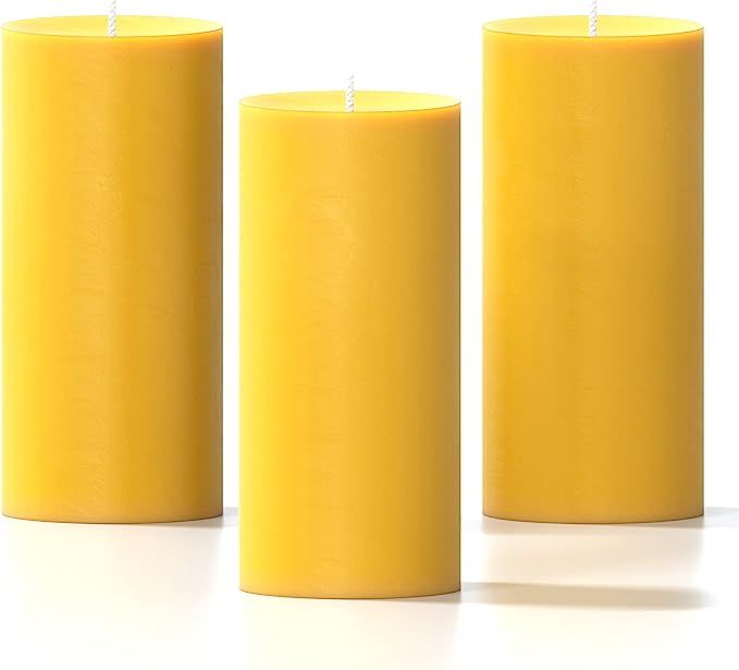 Amazon.com: CANDWAX Pure Beeswax Pillar Candles 1.8x4 inch Set of 3 - Yellow 34,5 Hours Burning H... | Amazon (US)