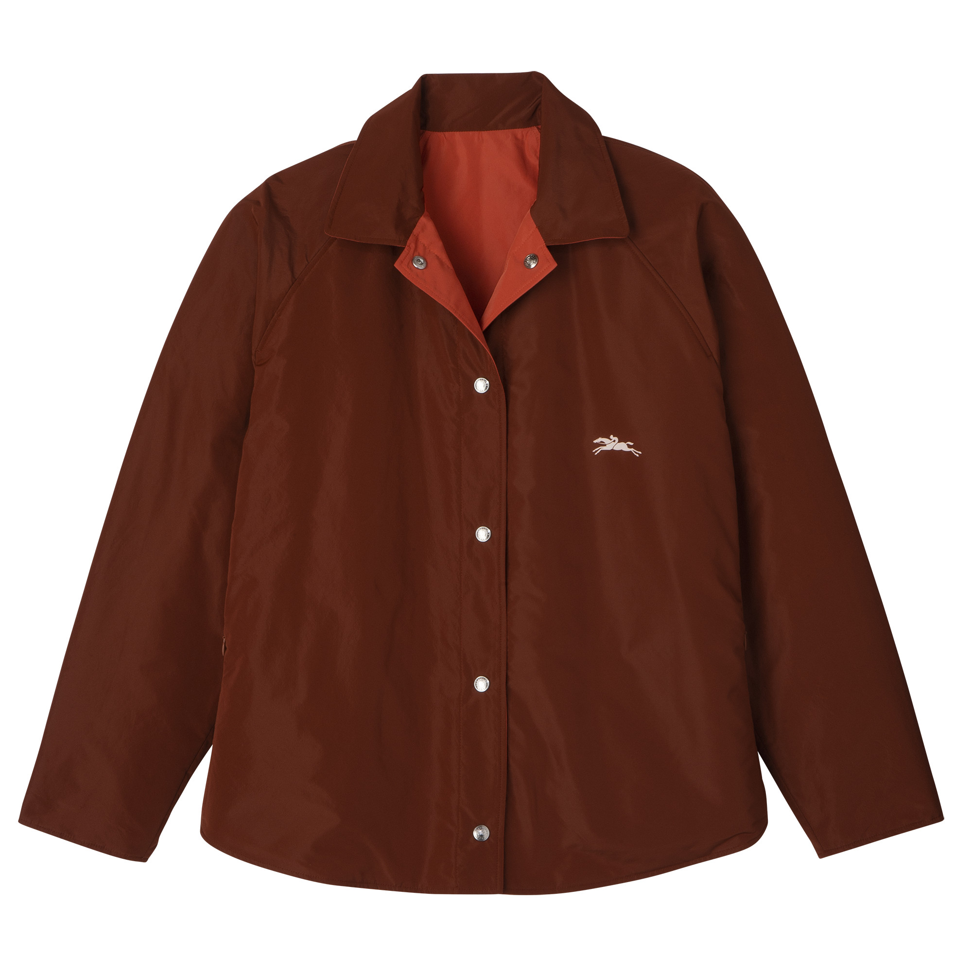 Padded blouson Chestnut/Tomato - Technical taffeta | Longchamp US | Longchamp