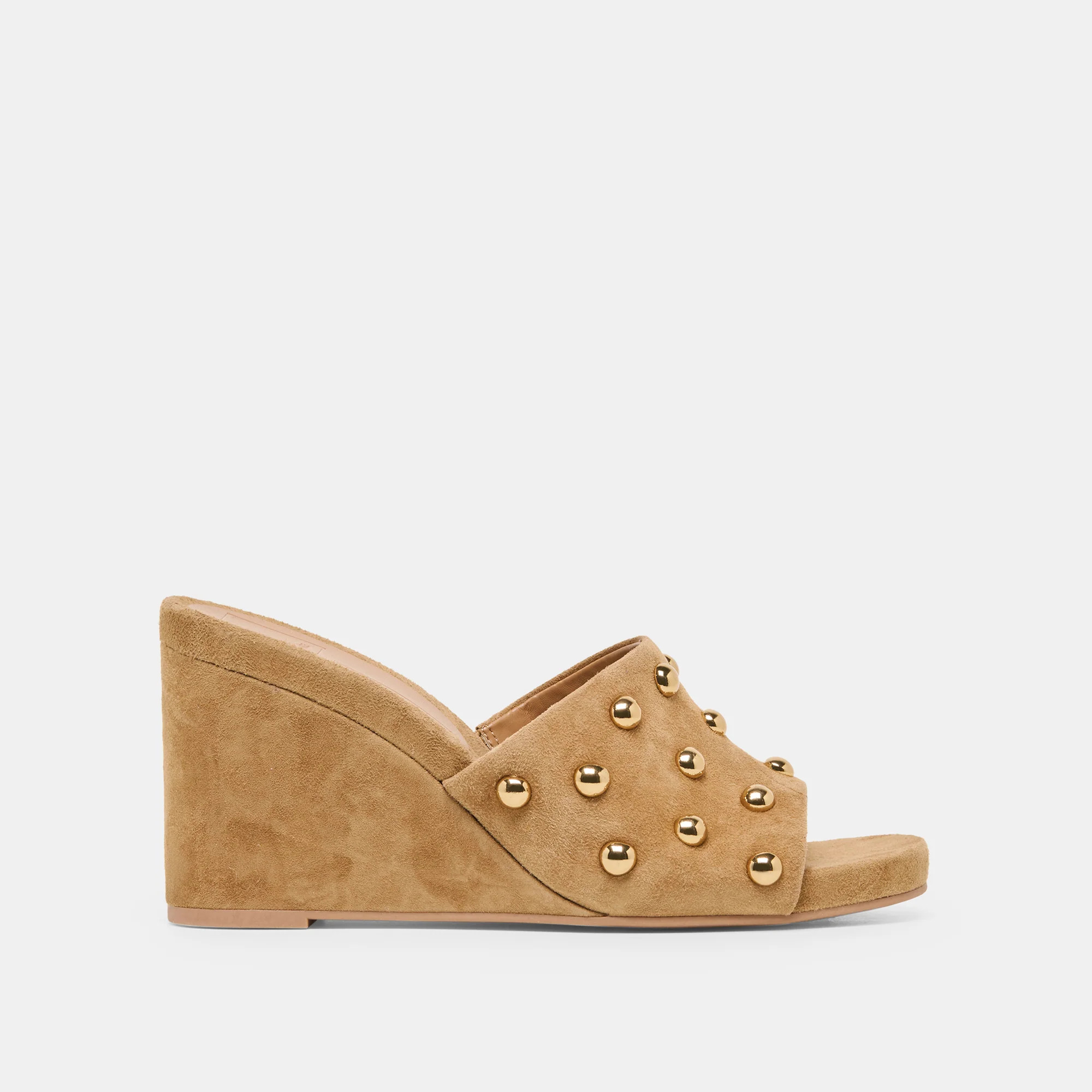 Holta Stud Wedges Lt Brown Suede | DolceVita.com
