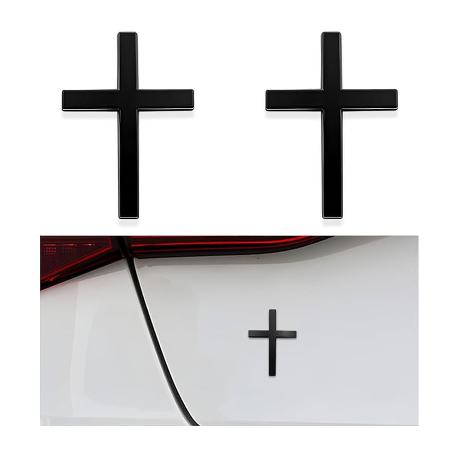 2PCS Metal Jesus Christ Cross Badge Stickers, 2.5"×1.8" Alloy 3D Individual Car Cross Sticker, S... | Amazon (US)