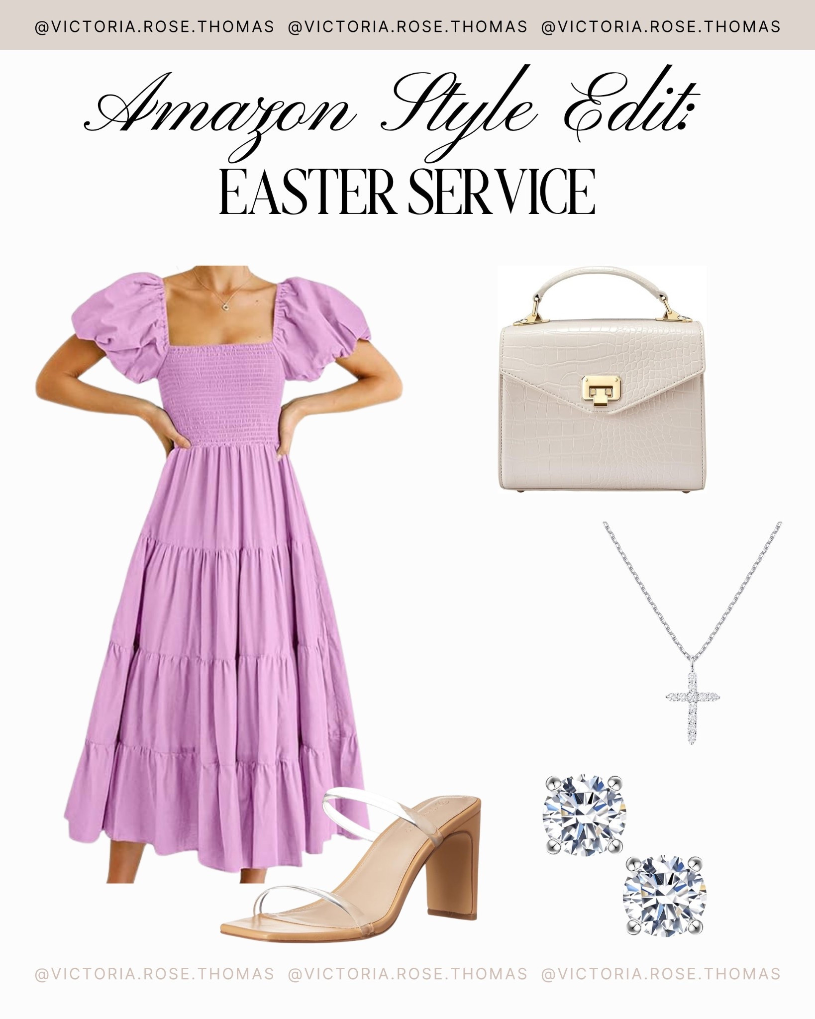 Amazon Style Edit for Easter Day
This lilac purple smocked midi paired with a cross necklace, stud earrings, heeled sandals and a beige bag. I linked other dress options, Moissanite cross necklaces and diamond stud earrings as well as shorter heels and other purses.
Styled look
Stylewithnosecrets 
Easter outfit
Spring outfit 
Easter outfit for women
Last minute Easter
Amazon Easter outfit
Affordable Easter outfit
Sale
Deal
Steal
Sale
Easter service
Church
￼

#LTKSeasonal #LTKootd #LTKSaleAlert