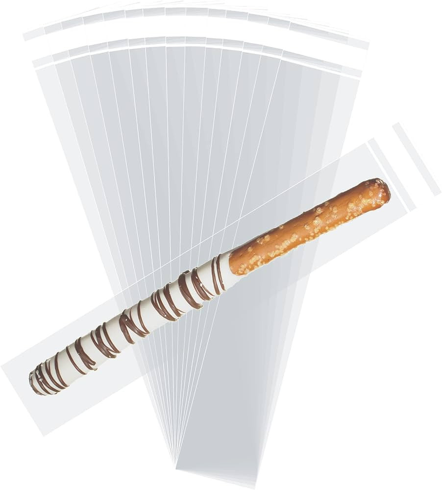 Morepack Self Sealing Cellophane Bags,2x10 Inches 100 Pcs Clear Pretzel Rod Bags, Resealable Bag ... | Amazon (US)