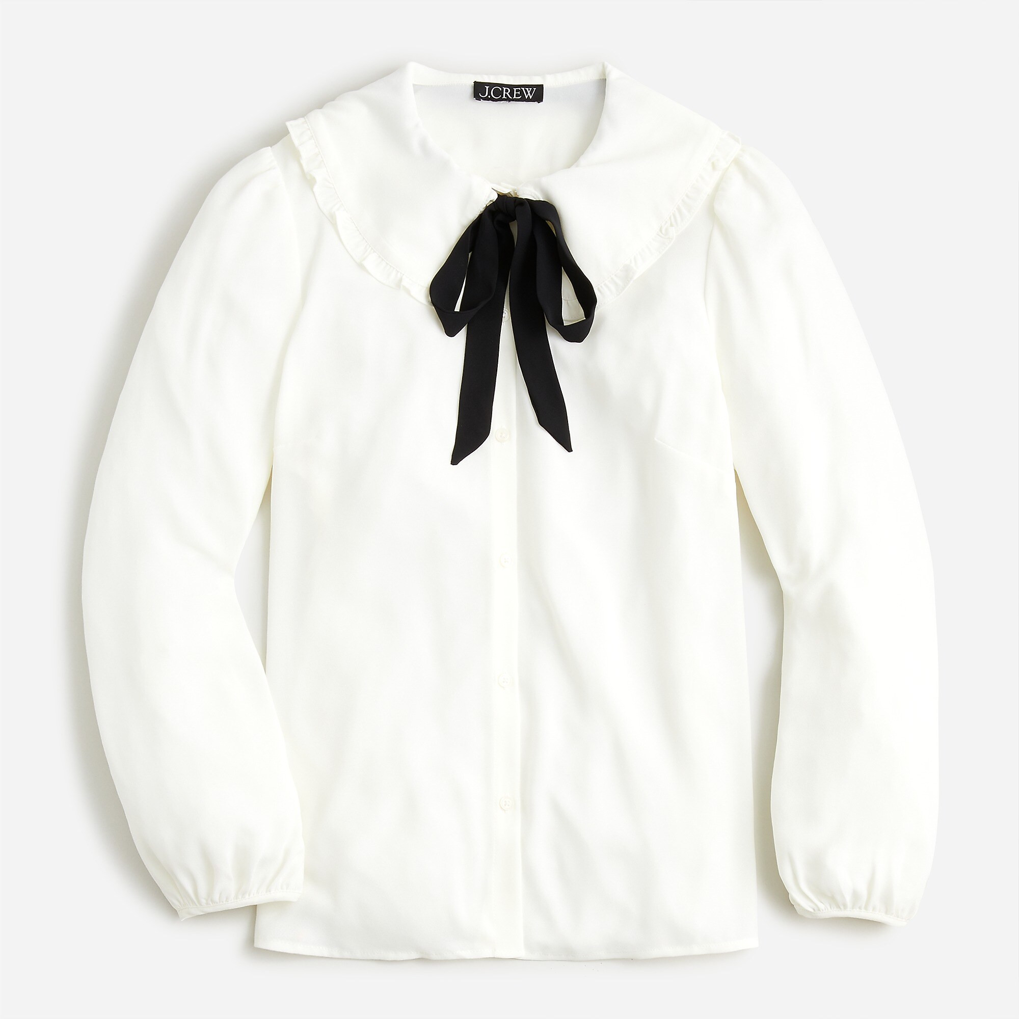 Drapey ruffle-collar button-up shirt | J. Crew US