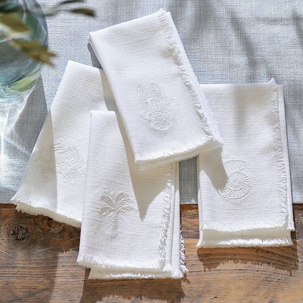 Summer Embroidered Napkins – Set of 4 | The White Company (UK)