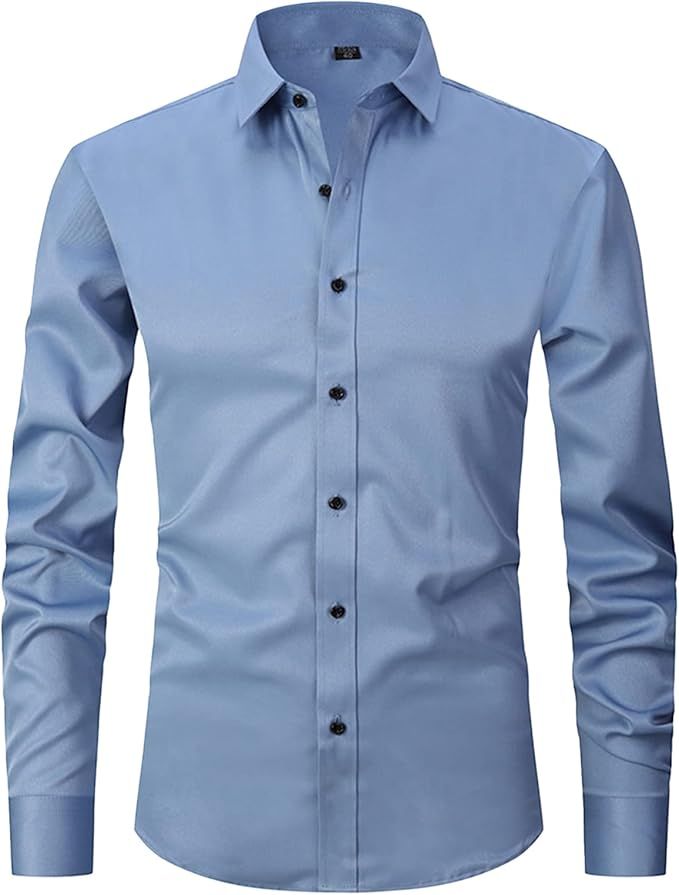ATOFY Men's Long Sleeve Dress Shirt Regular Fit Casual Button-Down Solid Shirts | Amazon (US)