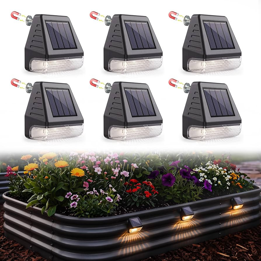 6 Pack Magnetic Solar Lights for Raised Garden Beds\uff0c2\u2011way Installation | Amazon (US)