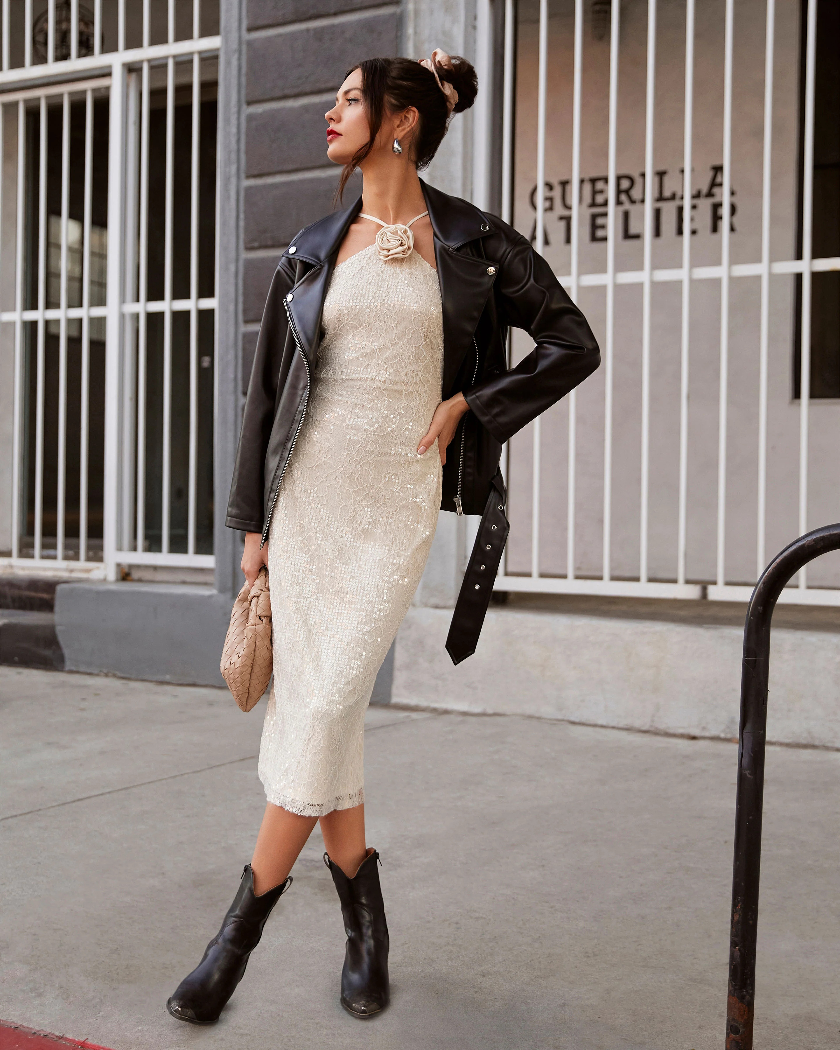 Emma Lace Halter Rosette Midi Dress | VICI