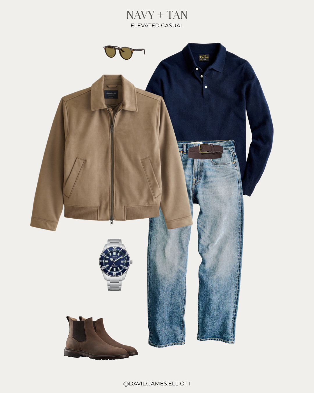 Elevated casual Navy + tan outfit for fall!  

 #LTKMens