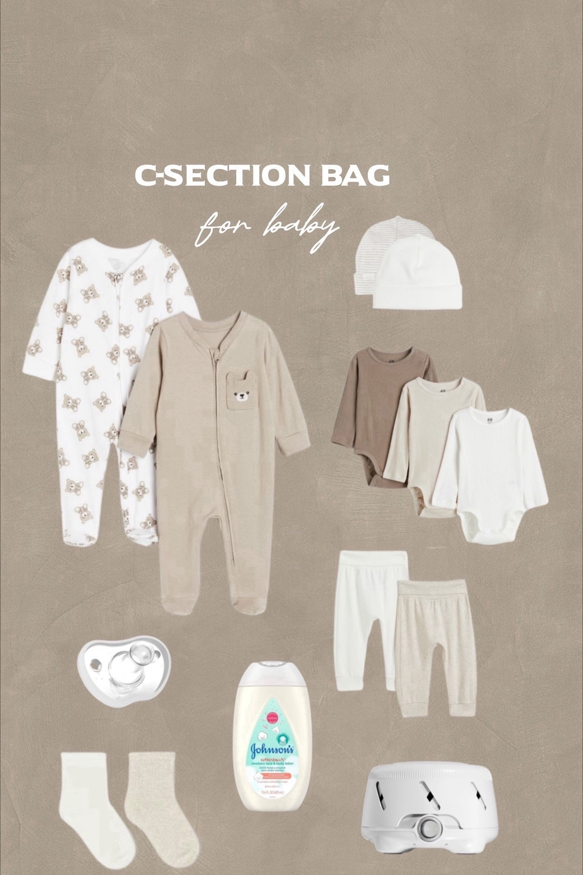 second time c-section delivery essentials for baby and momma 🕊️ (for baby bag edition) 

see previous posts for toiletry bag & for momma bag. 

#LTKhospitalbag 

#LTKbaby #LTKbump