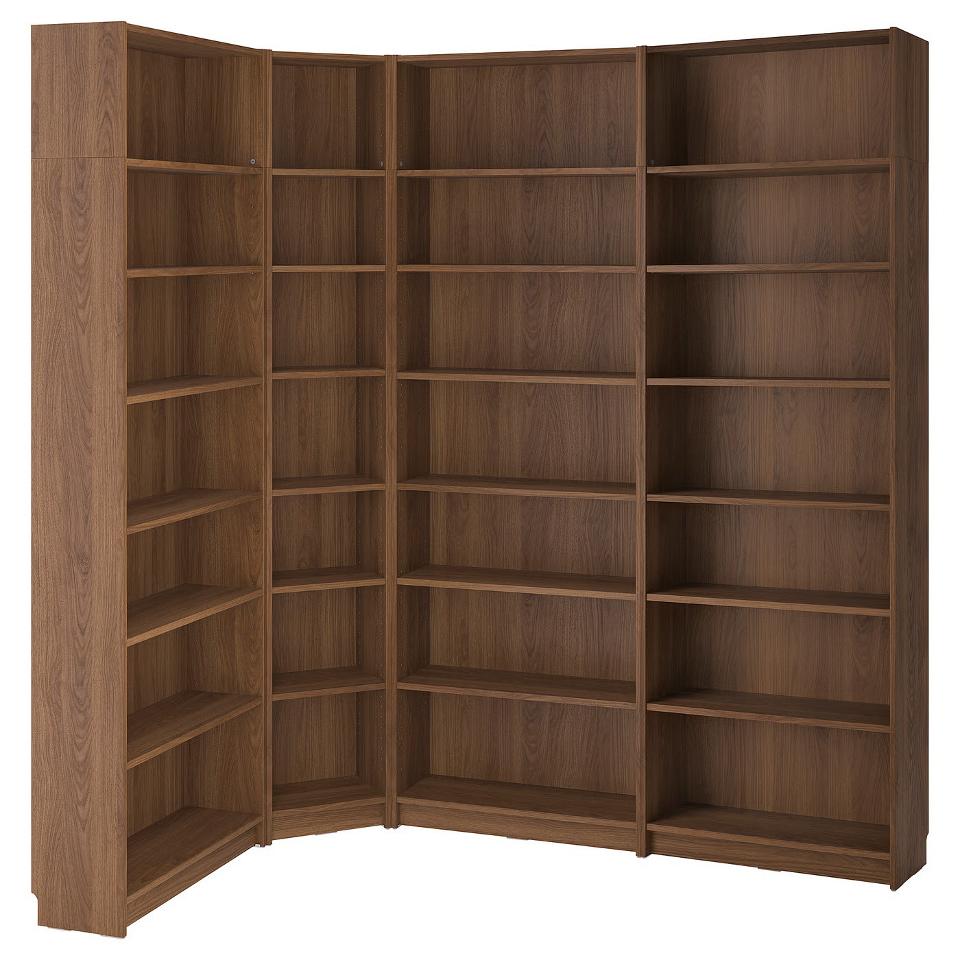 IKEA BILLY bookcase corner comb with ext units, brown walnut effect, 84 5/8/53 1/8x11x93 1/4 | IKEA US