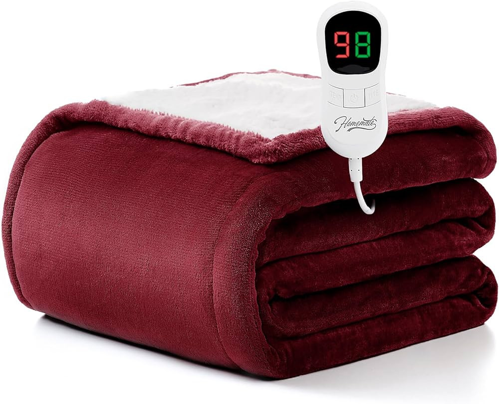 Homemate Heated Blanket Electric Throw - 50"x60" Heating Blanket Throw 1/2/4/6/8 Hours Auto-Off 1... | Amazon (US)