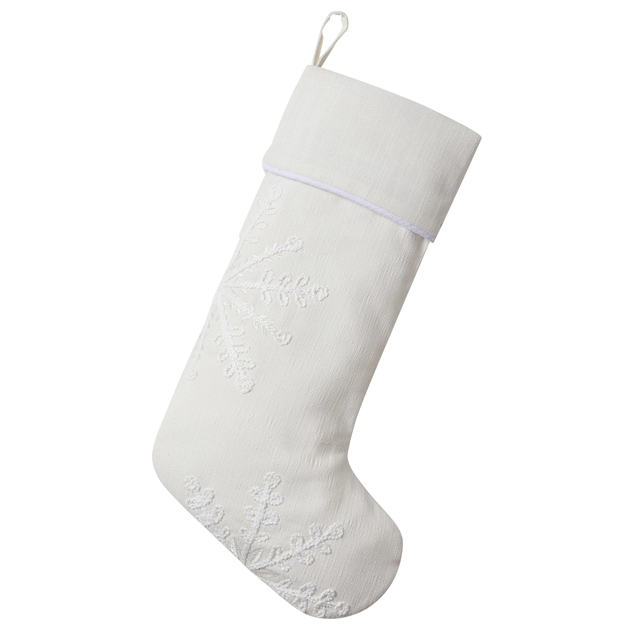 My Texas House Ester Ivory Embroidered Snowflake Christmas Stocking, 20" x 10" | Walmart (US)