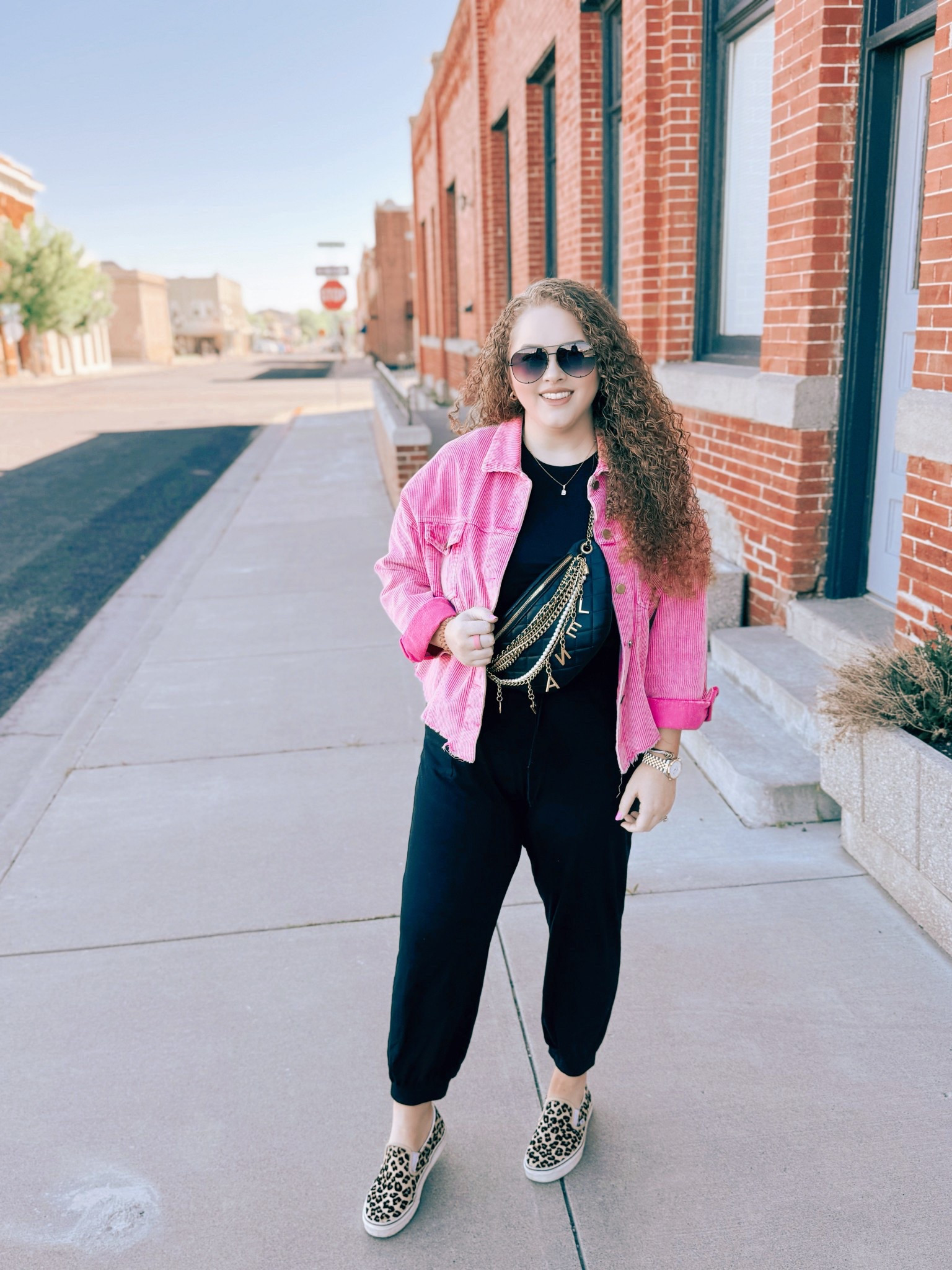 All black but make it pop 💖Loving this casual look with the cutest pink jacket from Amazon ✨Easy, comfy, and pulled together in seconds. 
🖤amazon three piece set | amazon black three piece set | amazon set | travel outfit  | leopard print shoes | amazon leopard print shoes | amazon slip on shoes | amazon travel outfit | travel outfit | amazon cozy travel outfit | amazon fashion | amazon finds | amazon look | amazon outfit | summer outfit inspo | summer look | summer fashion | summer finds | summer outfit inspo | summer fashion inspo | summer 2025 | summer trip | summer vacation | casual summer outfit | sunglasses | amazon sunglasses | pink jacket | amazon pink jacket | pink corduroy jacket | amazon pink corduroy jacket | causal outfit inspo | casual look | casual style 

#LTKStyleTip #LTKMidsize #LTKSummerEdit