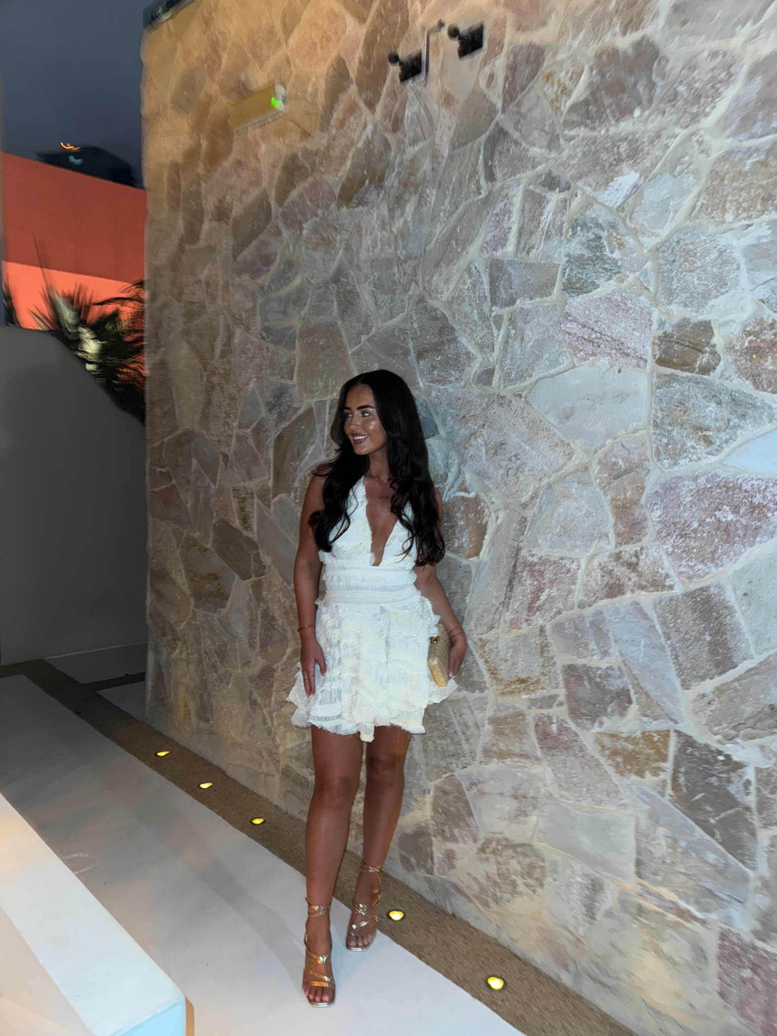 Partywear, Strappy Mid-Heeled Sandals in Gold, Box Clutch Bag in Gold, White Mini Dress, ASOS Fashion, New Look

#LTKstyletip #LTKuk #LTKpartywear