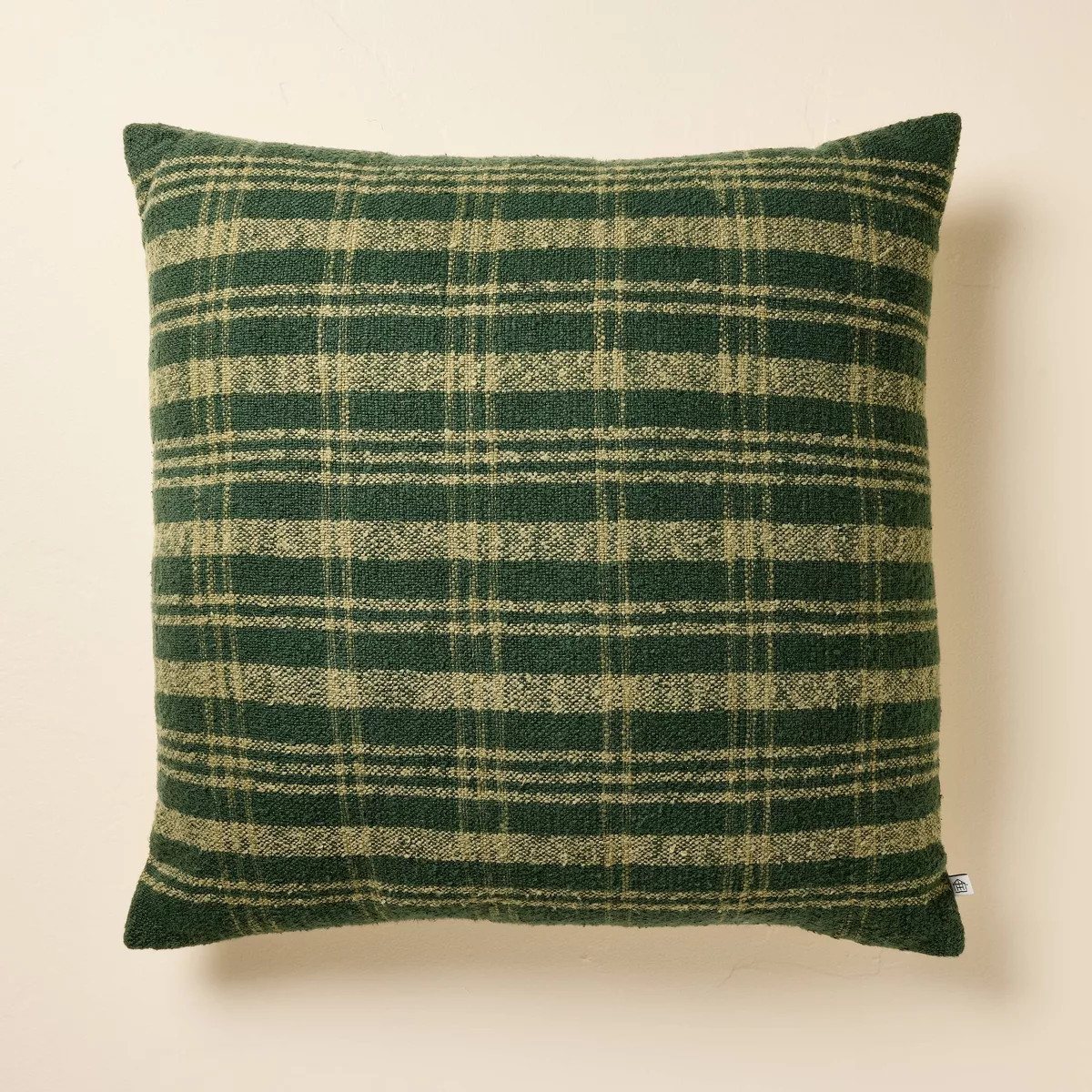 24"x24" Boucle Slub Plaid Square Throw Pillow Tonal Green - Hearth & Hand™ with Magnolia | Target