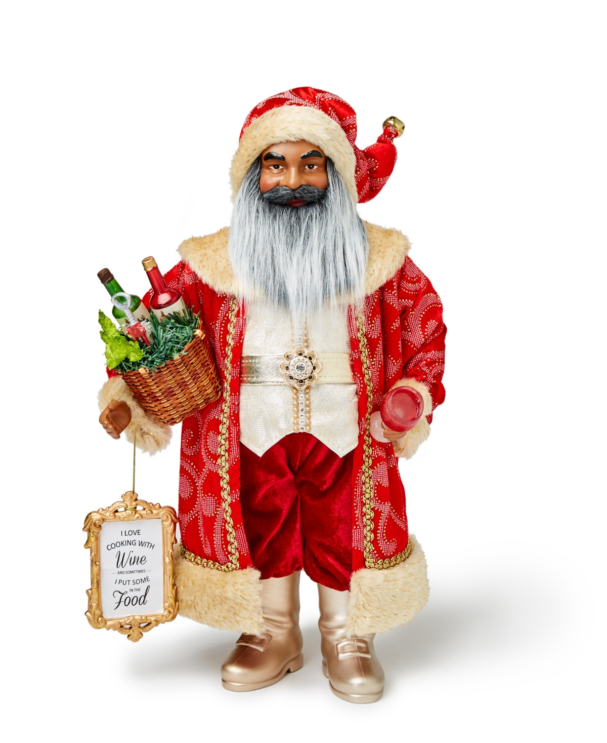 Holiday Lane Wine Red & White African American Santa | Macy's