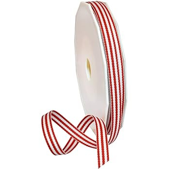 Morex Ribbon Polyester Grosgrain Striped Decorative Ribbon, 20 Yard, Red, 3/8 in | Amazon (US)