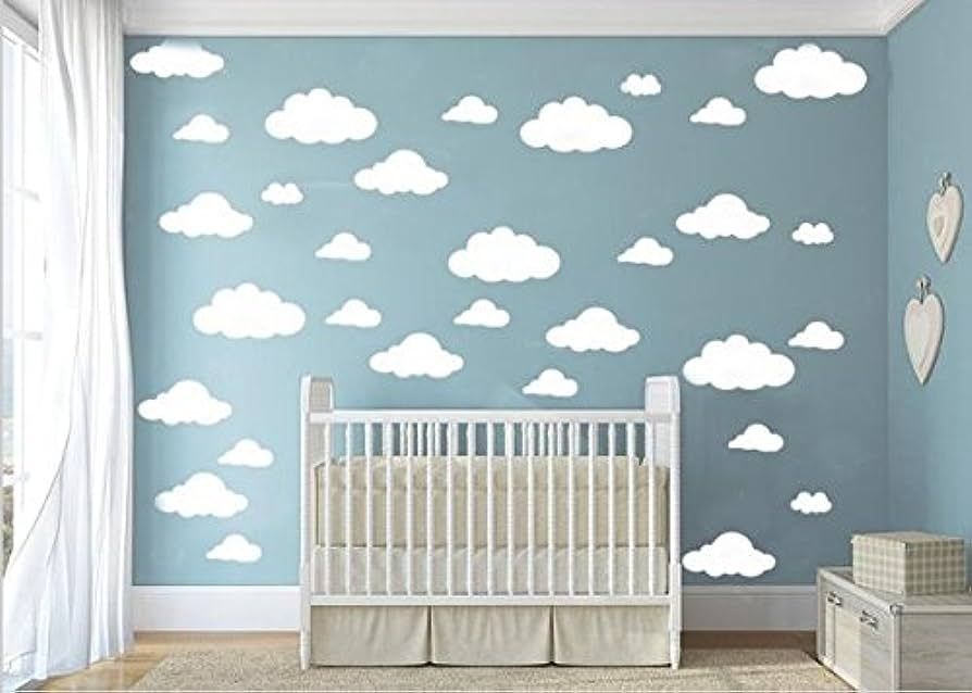 CUGBO 31pcs Big Clouds Vinyl Wall Decals DIY Wall Sticker Removable Wall Art Decor 4-10 inch for ... | Amazon (US)