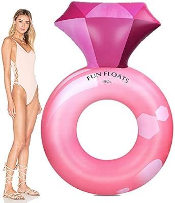 Fun Floats Inflatable Pink Diamond Ring Pool Float Tube for Bachelorette Party Decor Bridal Showe... | Amazon (US)