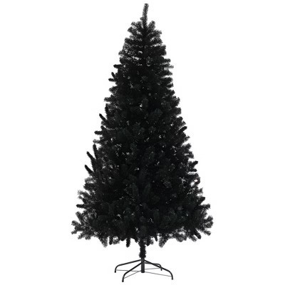 HOMCOM 7.5ft Unlit Artificial Black Christmas Tree, Holiday Décor with 1346 Branch Tips, Auto Open, Steel Base for Home Office, Black | Target
