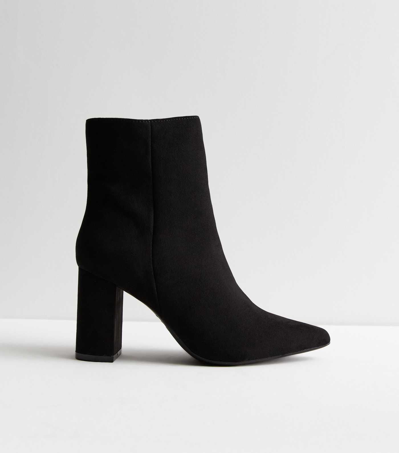 Black Suedette Pointed Block Heel Boots | New Look | New Look (UK)
