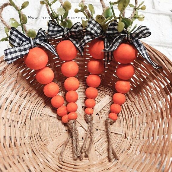 Carrots, wooden bead carrots, wooden carrots, spring tray filler, spring tiered tray, Easter, Eas... | Etsy (US)