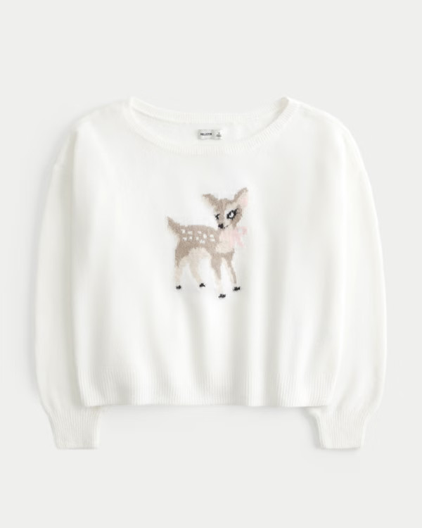 Women's Hollister Comfy Cloud Easy Off-the-Shoulder Deer Graphic Sweater | Women's Tops | Hollist... | Hollister (US)