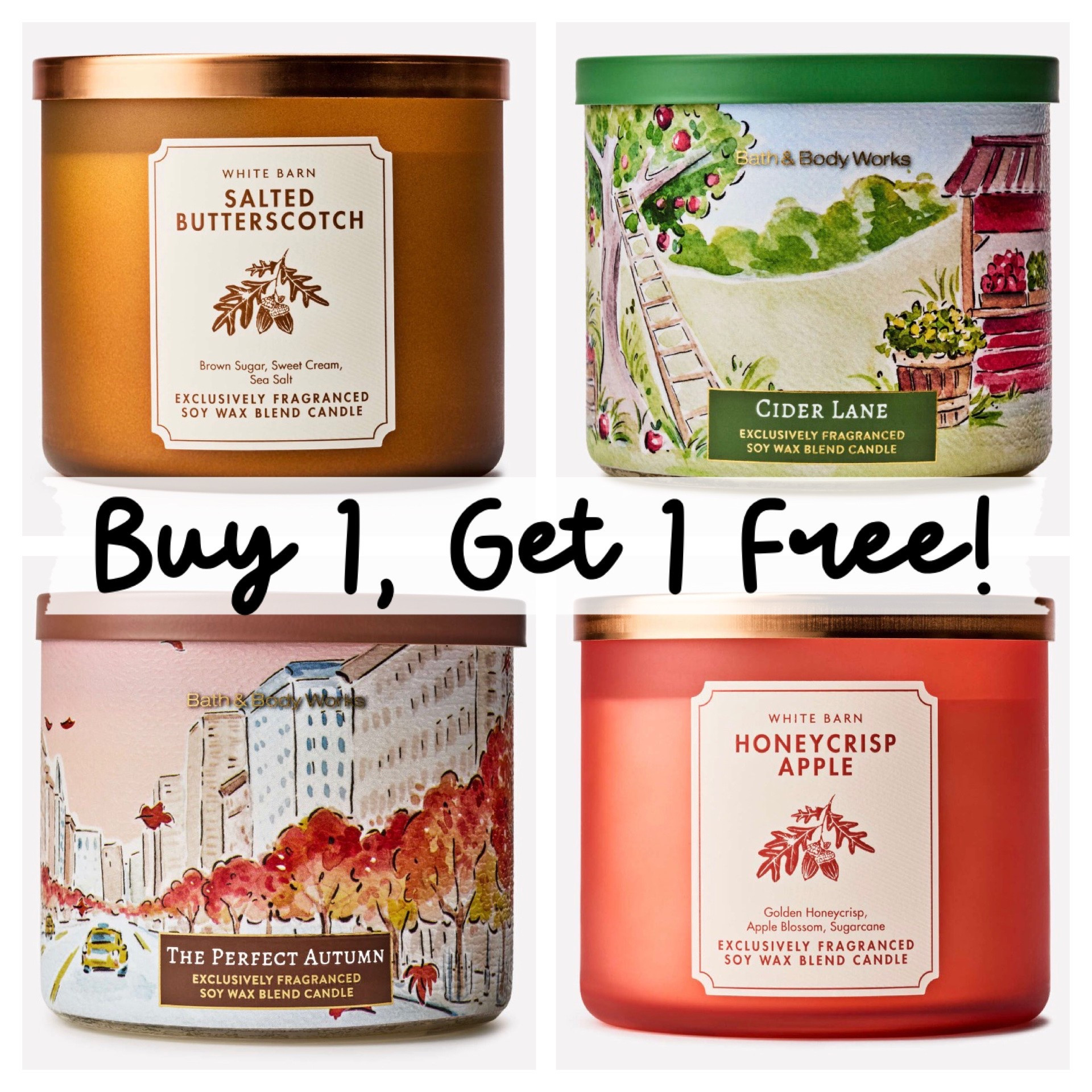 Bath & Body Works has their full line up of candles Buy 1, Get 1 Free through tonight! So many excellent options to choose from, including their new Fall lineup that just arrived. (Cider Lane is one of the best candles I’ve ever smelled if you’re a Fall fan 🍎, though tons of fantastic options and new scents!)

#LTKSaleAlert #LTKHome #LTKSeasonal