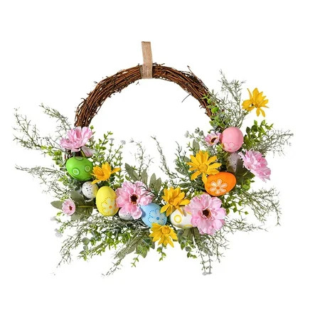 Artificial Easter Egg Wreath Hanging Ornament Easter Decorations Silk flower Wreath for Front Doo... | Walmart (CA)