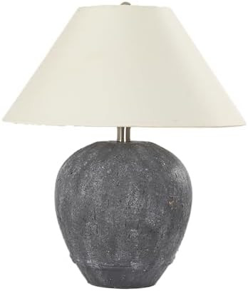Pia Ricco 21'' Large Gray Base Ceramic Basin Table Lamp for Bedroom, Living Room, Dining Room, Of... | Amazon (US)