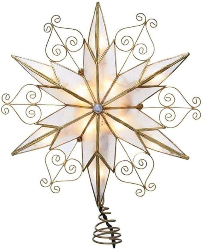 Kurt Adler UL3110 10-Light 6-Point Capiz Star Treetop With Scroll Design | Amazon (US)