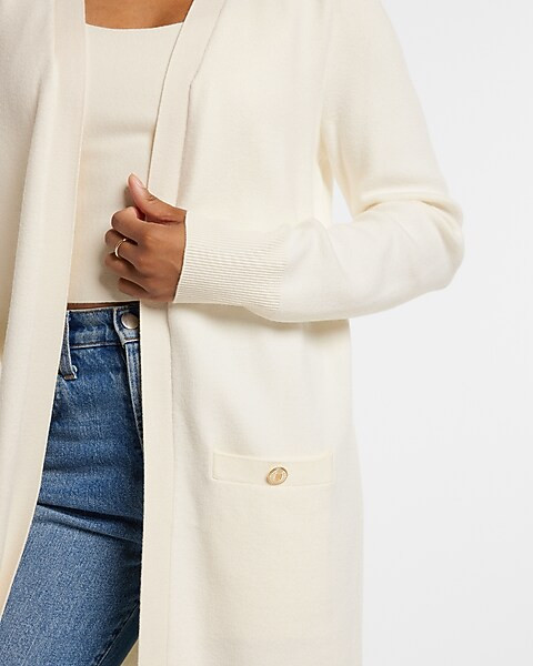 Padded Shoulder Button Pocket Cardigan | Express