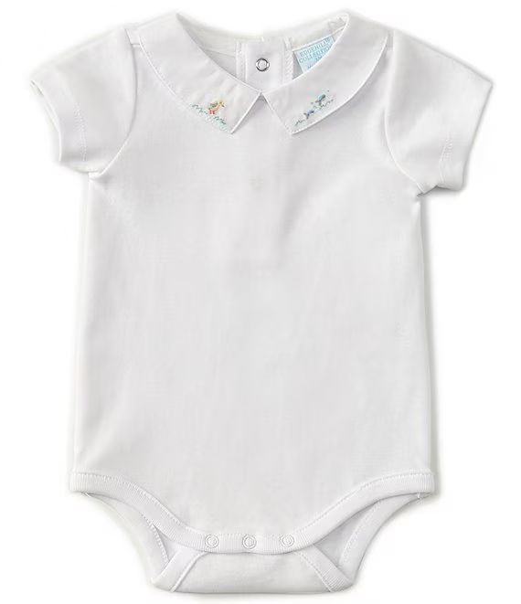 Baby Newborn-6 Months Short Sleeve Embroidered-Collar Bodysuit | Dillard's