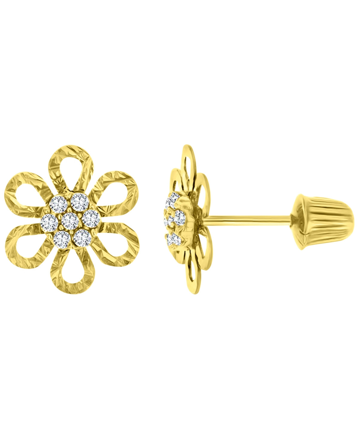 Macy's Diamond Cut Flower Stud Earrings - Gold | Macy's