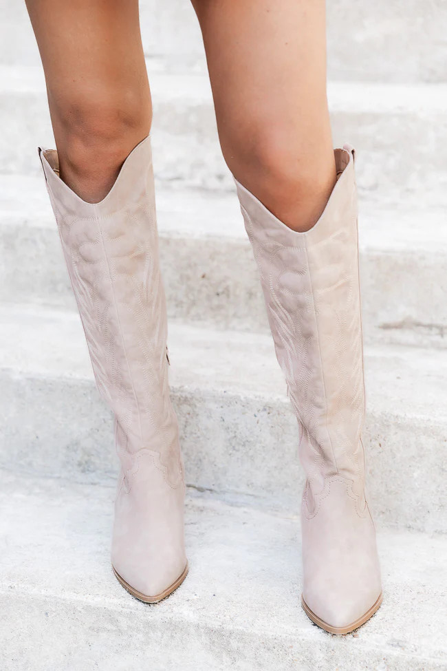 Shania Tan Tall Cowboy Boots | Pink Lily