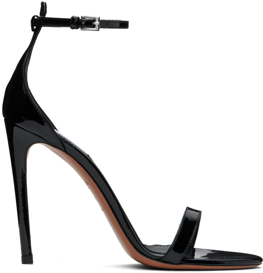 ALAÏA Black High Calfskin Heeled Sandals | SSENSE