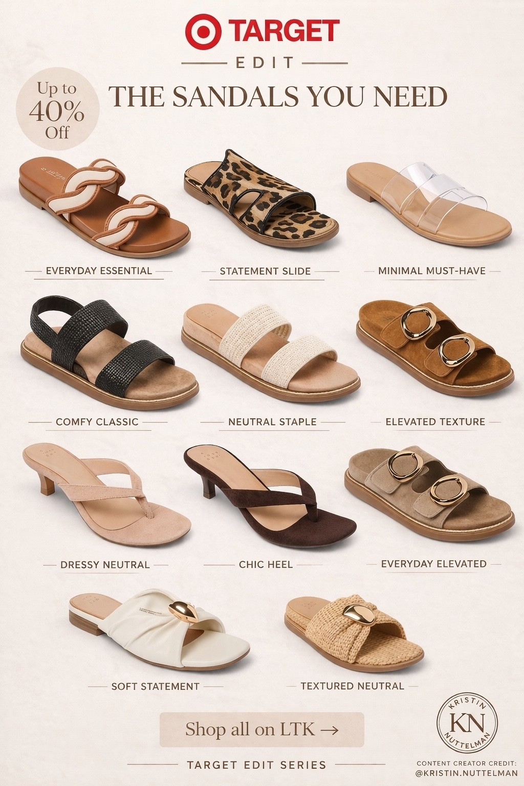 Okay… Target did NOT miss with these 🤍

These are the sandals I’ve been grabbing on repeat —
easy, neutral, and they go with literally everything.

From comfy everyday pairs to a few elevated styles…
this is one of those “you’ll wear them all summer” finds.

And the best part…
a lot of them are up to 40% off right now 👀

I linked all my favorites on LTK ✨


#LTKSeasonal #LTKSaleAlert #LTKU