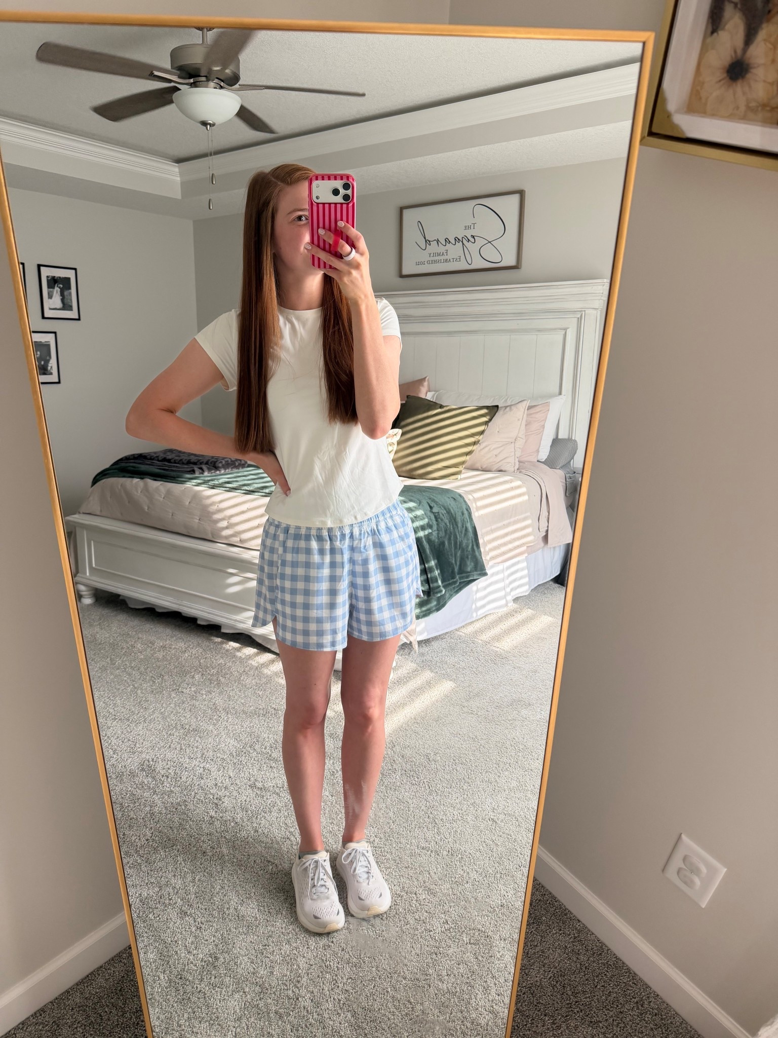 Old Navy activewear for the win! Super cute blue gingham shorts! Wearing a small in the shorts and medium in the top! 

#LTKSpringSale