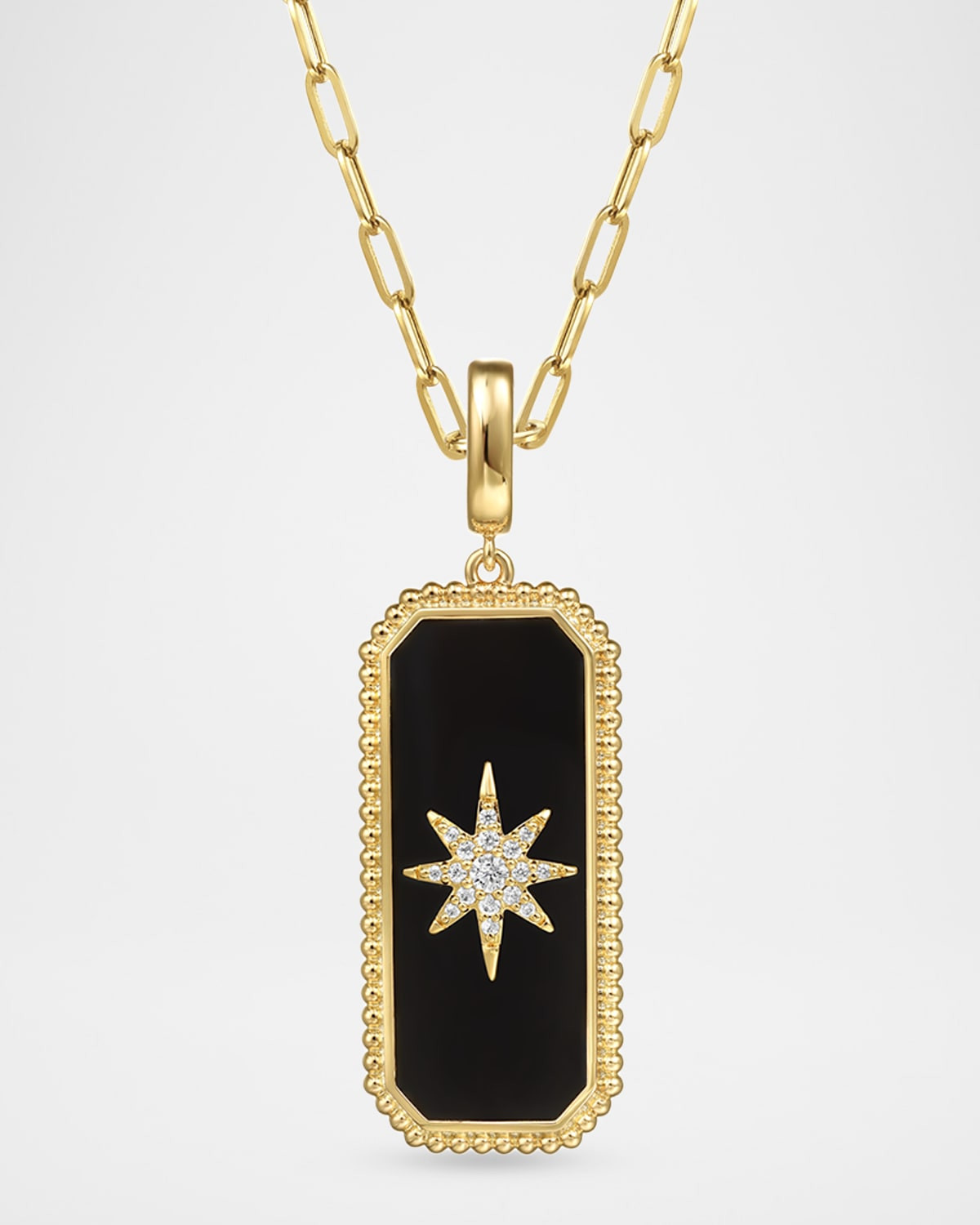 14K Yellow Gold Diamond and Onyx Bujukan Medallion Pendant | Neiman Marcus