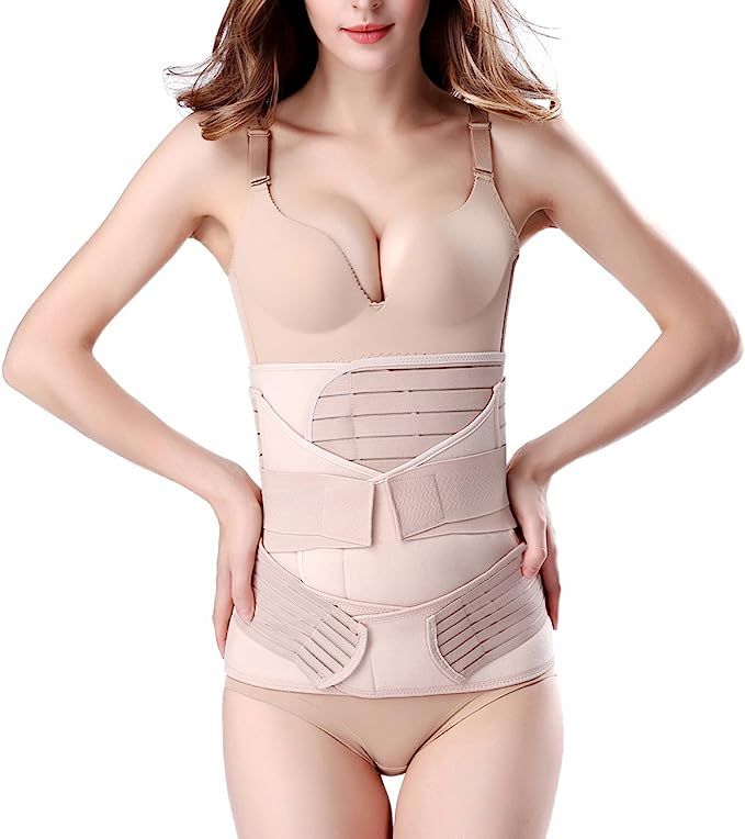 3 in 1 Postpartum Support - Recovery Belly/waist/pelvis Belt Shapewear Slimming Girdle, Beige, On... | Amazon (US)