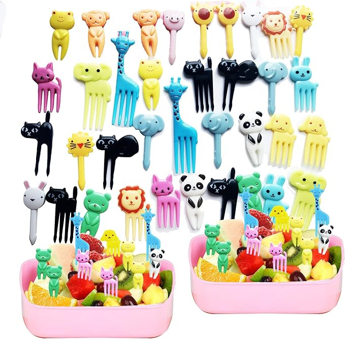 UOUYOO 36 Pcs Animal Food Picks for Kids, Cute Cartoon Animal Fruit Food Toothpicks,Reusable Lunc... | Amazon (US)