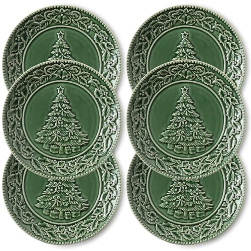 Metahom Christmas Tree Dinner Plates, 10 Inch Ceramic Serving Plates, Green Serving Dish Set, Dishwasher and Microwave Safe, Christmas Dinnerware Set of 6 | Amazon (US)