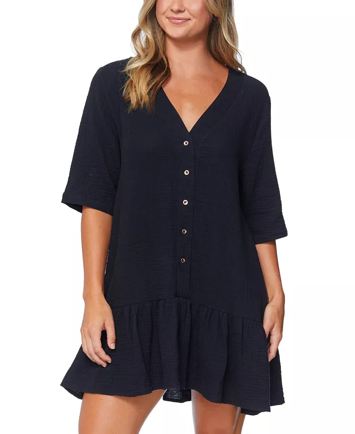 Raisins Juniors' Sol Ruffled Hem Cover-Up Dress - Macy's | Macy's