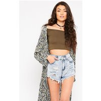 Sapphire Acid Ripped Denim Shorts | PrettyLittleThing US