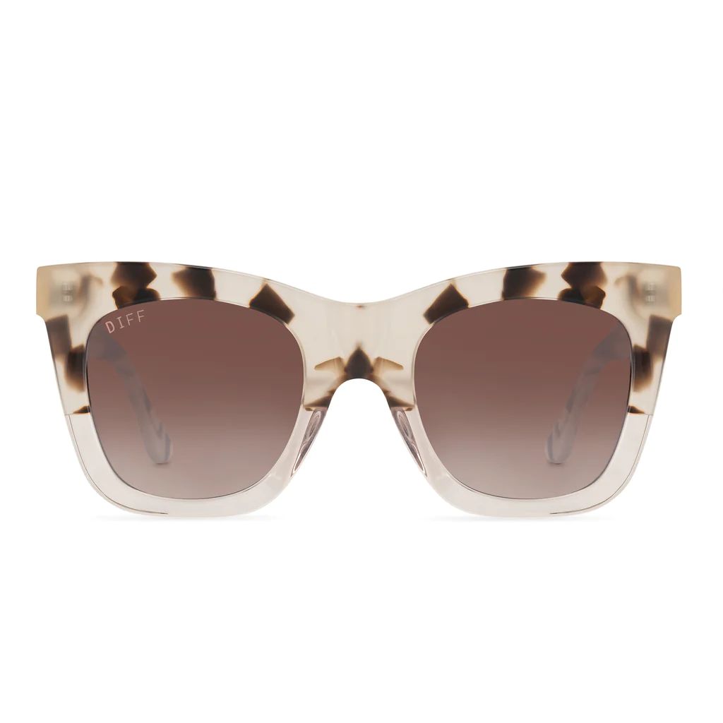 KAIA - CREAM TORTOISE / SANDSTONE + BROWN GRADIENT MIRROR SUNGLASSES | DIFF Eyewear