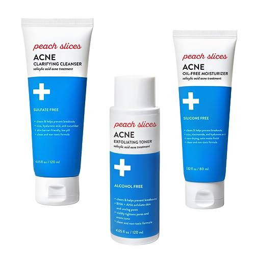 Peach Slices Acne Exfoliating Toner, Clarifying Cleanser & Oil-Free Moisturizer Acne Fighting Bundle | All Skin Types | Vegan & Cruelty Free | Amazon (US)