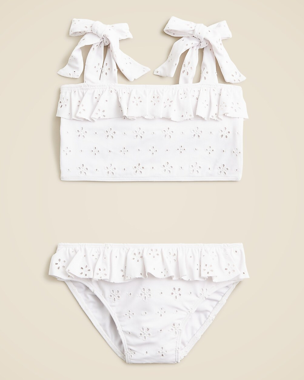 minnow™ X Crewcuts girls' eyelet tie-shoulder two-piece swimsuit with UPF 50+ | J. Crew US